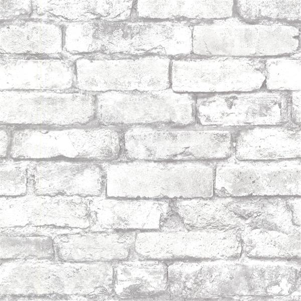 Brewster Wallcovering Brickwork Light Grey Exposed Brick Paste The Wall  Wallpaper 2604-21261 | RONA