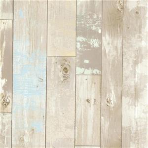 Brewster Wallcovering Neutral/Brown Dean Distressed Wood Panel Wallpaper