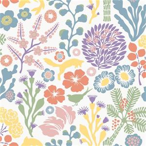 Brewster Wallcovering Multicolor whimsical Non-Woven Paste The Wall Flytta Fauna Wallpaper