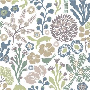 Brewster Wallcovering Green Whimsical Non-Woven Paste The Wall Flytta Fauna Wallpaper