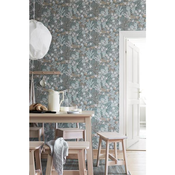 Brewster Wallcovering Teal/Blue Korall Meadow Wallpaper WV1459 | RONA