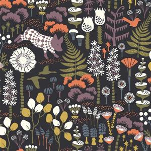 Brewster Wallcovering Hoppet Black Folk Unpasted Wallpaper