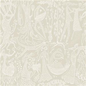 Brewster Wallcovering Poem d 'Amour Taupe Folk Wallpaper