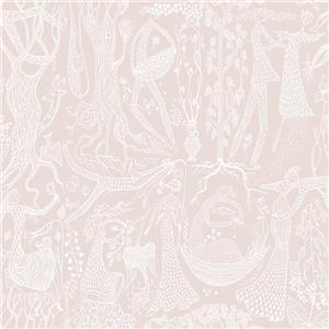 Brewster Wallcovering Poem d 'Amour Blush Folk Wallpaper