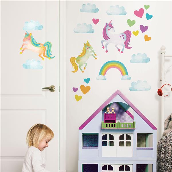 Trousse d'art mural d'amour de licornes, WallPops