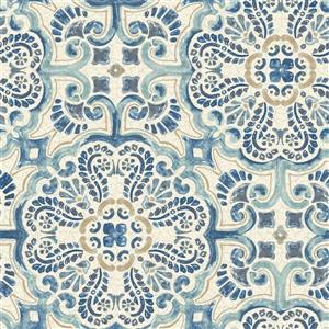 NuWallpaper Florentine Tile Wallpaper - Blue