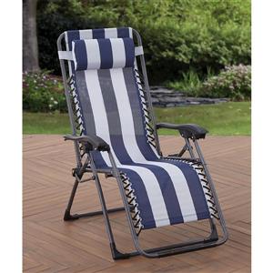 Chaise multipositions zero gravité, Gris et Rayure Marine