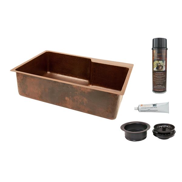 Premier Copper Products 33-in Copper Kitchen Sink with Drain