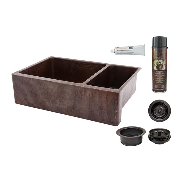 Premier Copper Products 33-in Copper Apron Sink with Drain
