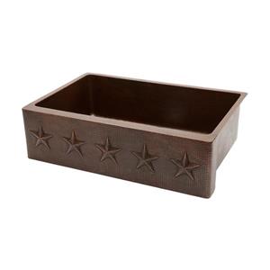Premier Copper Products 33-in Copper Apron Star Single Kitchen Sink