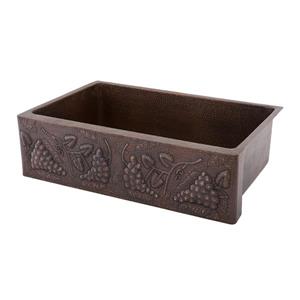 Premier Copper Products 33-in Copper Apron Vineyard Sink