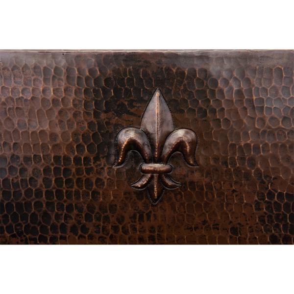 Premier Copper Products 15-in Copper Fleur de Lis Square Bar Sink