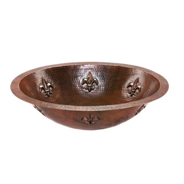 Premier Copper Products Fleur De Lis Copper Sink With Faucet And Drain