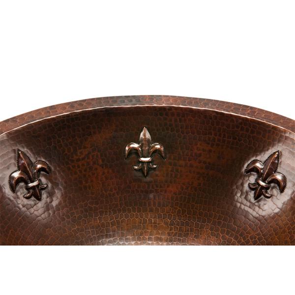 Premier Copper Products Fleur De Lis Copper Sink With Faucet And Drain