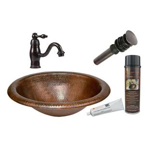 Premier Copper Products Wide Sink with Faucet and Drain - Copper