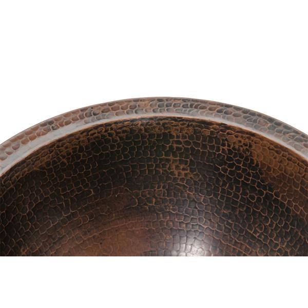 Premier Copper Products 14-in Round Sink with Faucet and Drain - Hammered Copper