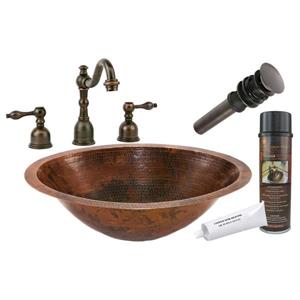 Premier Copper Products Oval Copper Sink With Faucet And Drain