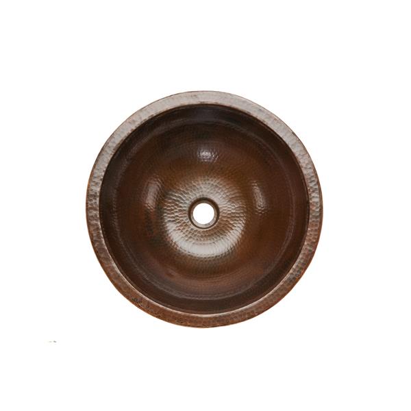 Premier Copper Products Round Skirted Vessel Sink Hammered Copper Oil Rubbed Bronze