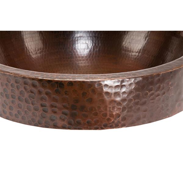 Premier Copper Products Round Skirted Vessel Sink Hammered Copper Oil Rubbed Bronze