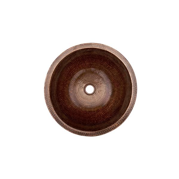 Premier Copper Products Small Round Skirted Vessel Sink - Hammered Copper