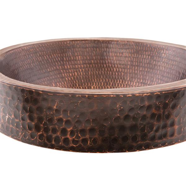 Premier Copper Products Small Round Skirted Vessel Sink - Hammered Copper