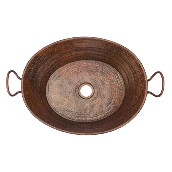 Premier Copper Products Oval Bucket Vessel Sink with Handles - Copper