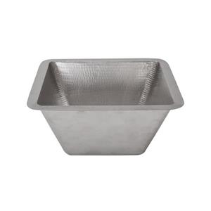 Premier Copper Products Square Under Counter Hammered Copper Bathroom Sink - 15-in - Electroless Nickel