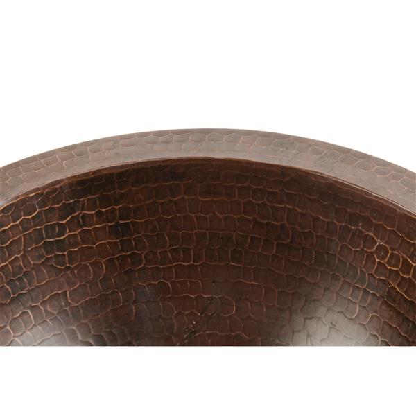 Premier Copper Products Round Sink Hammered Copper Oil Rubbed Bronze 17-in