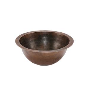 Premier Copper Products Round Bathroom Sink Hammered Copper Oil Rubbed Bronze 14-in