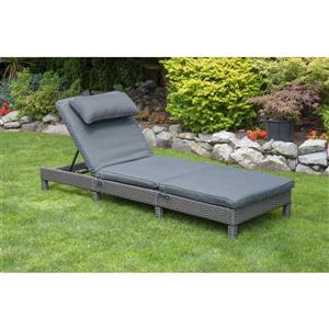 Chaise longue Laura en osier pour l'extérieur, Gris foncé