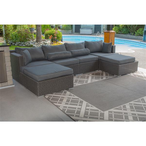 Dark Grey Outdoor Modular Sofa Set, U Shaped Outdoor Sectional Canada