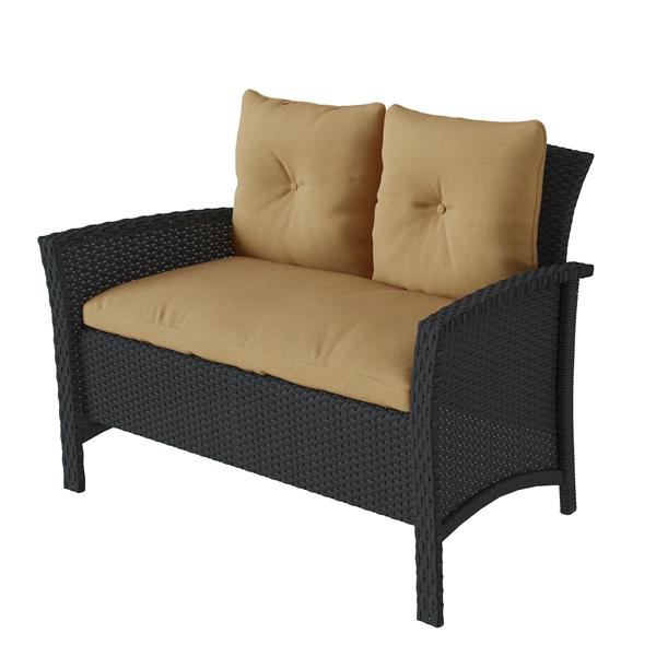 CorLiving 4 pc Black & Light Brown Rattan Wicker Patio Set PCS517S RONA