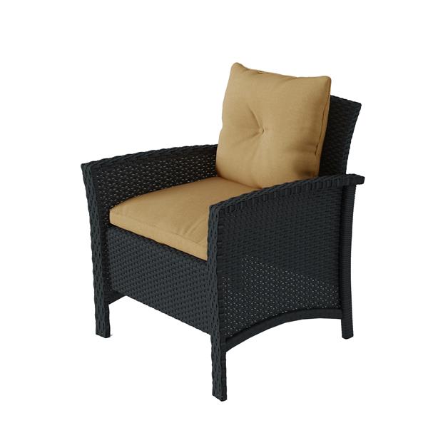 CorLiving 4 pc Black & Light Brown Rattan Wicker Patio Set PCS517S RONA