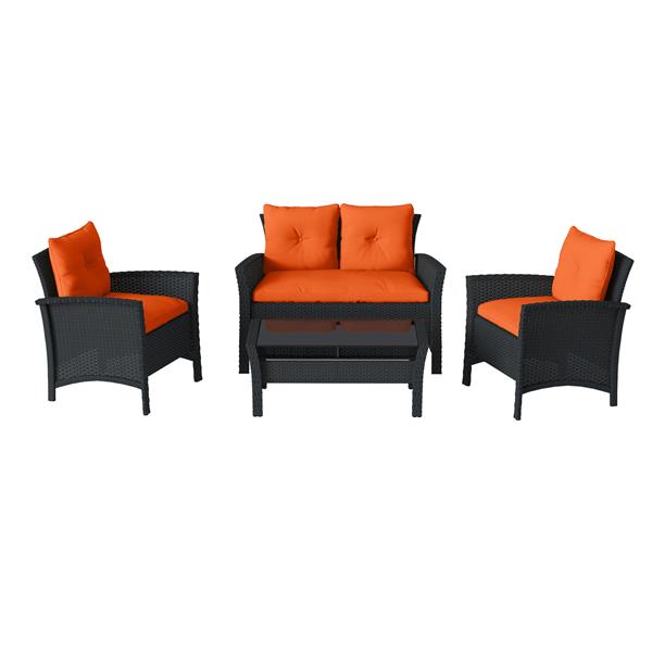 Corliving 4 Pc Black Orange Rattan Wicker Patio Set Pcs 516 S Rona