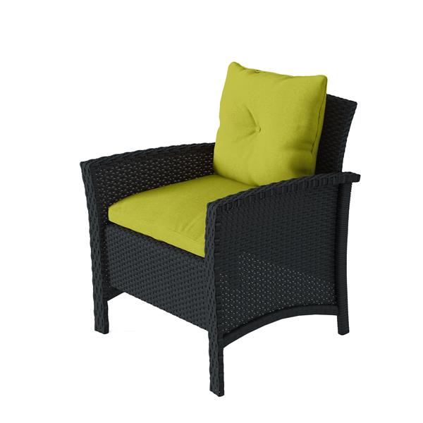 Corliving 4 Pc Black Lime Green Rattan Wicker Patio Set Pcs 513