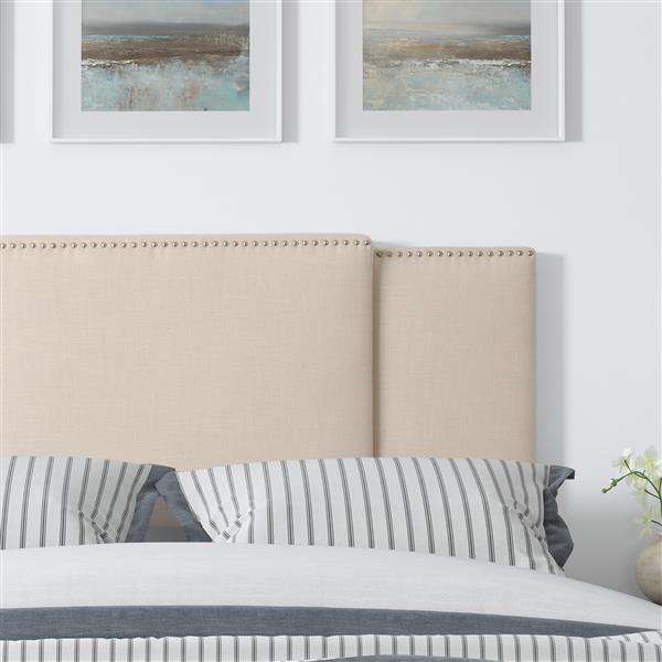 CorLiving 3-in-1 Full/Queen/King Expandable Fabric Panel Headboard - Cream