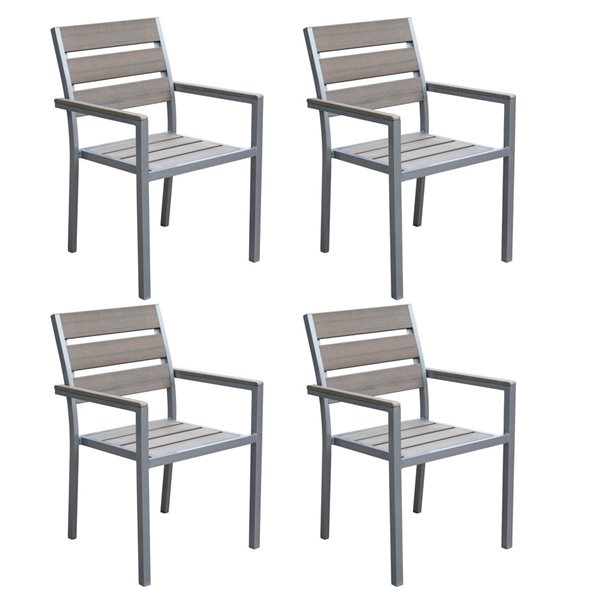 CorLiving 5pc Sun Bleached Grey Outdoor Dining Set