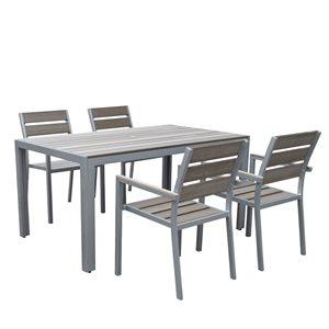 CorLiving 5pc Sun Bleached Grey Outdoor Dining Set