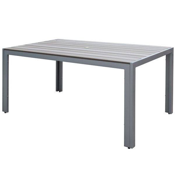 CorLiving Gallant Sun Bleached Aluminium Grey Outdoor Dining Table 35.5 x 59-in