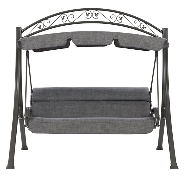 CorLiving Patio Swing with Arched Canopy in Textured Grey PNT 805