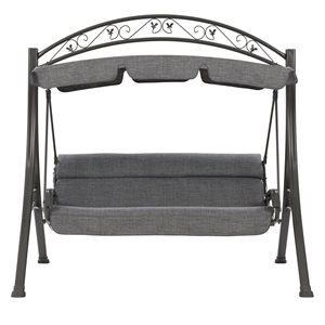 CorLiving 80-in x 85-in Textured Grey Patio Swing with Arched Canopy