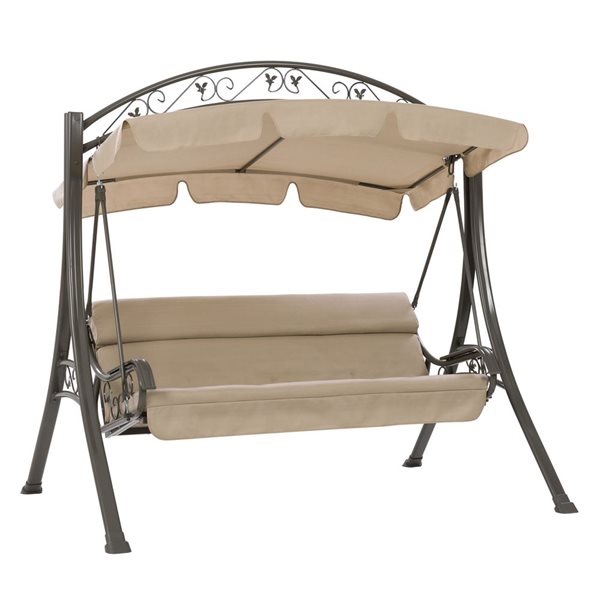 CorLiving Patio Swing with Arched Canopy in Beige