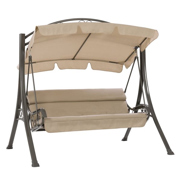 CorLiving Patio Swing with Arched Canopy in Beige