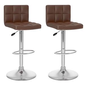 CorLiving Brown Square Tufted Leatherette Adjustable Bar Stool (Set of 2)
