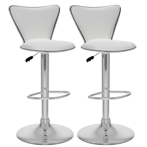 CorLiving White Leatherette Adjustable Bar Stool (Set of 2)