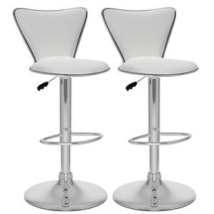 CorLiving White Leatherette Adjustable Bar Stool (Set of 2)