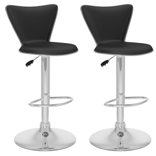 CorLiving Black Leatherette Adjustable Bar Stool (Set of 2)