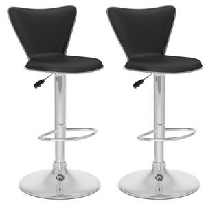 CorLiving Black Leatherette Adjustable Bar Stool (Set of 2)