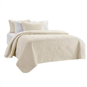 Millano Collection Off White Polyester 3 Piece King Quilt Set