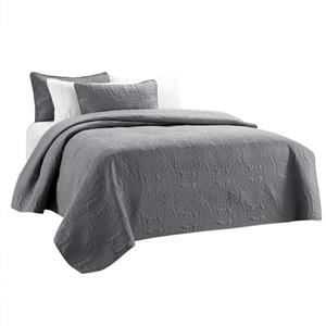 Millano Collection Gray Polyester 3 Piece King Quilt Set